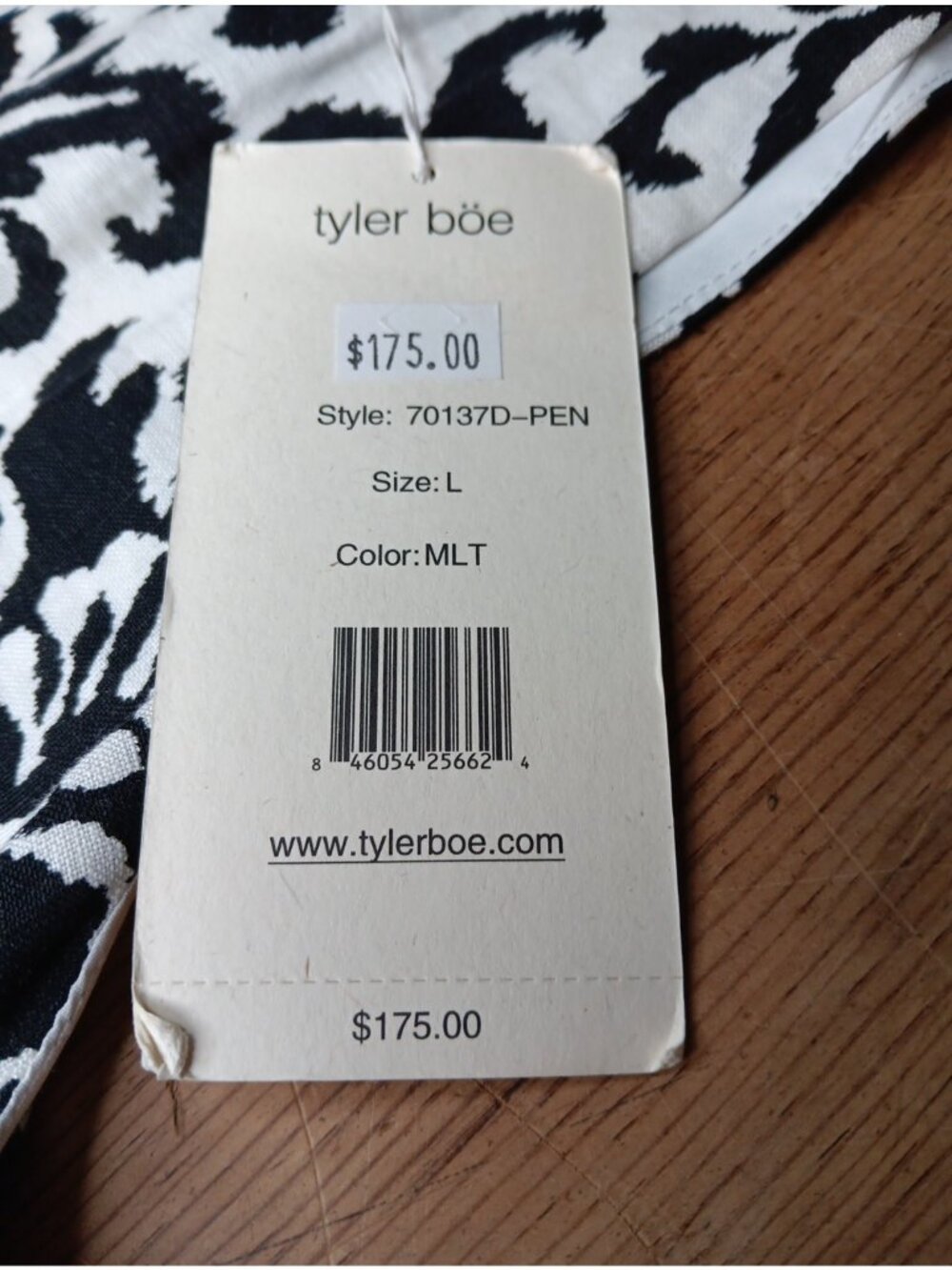Tyler Boe 100% Linen Shift Dress Womens L Black Damask Boho Print Sleeveless NWT - Picture 5 of 10
